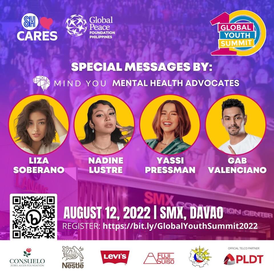 GYS_Philippines's tweet photo. #GYS2022 Speaker Reveal: Mind You Celebrity Advocates’ Liza Soberano, Nadine Lustre, Yassi Pressman and Gab Valenciano! 

Hear their messages plus other distinguished speakers on August 12, 2022 at SMX Davao! REGISTER: https://t.co/TZDeFC3E5P https://t.co/iL60aHvmBS