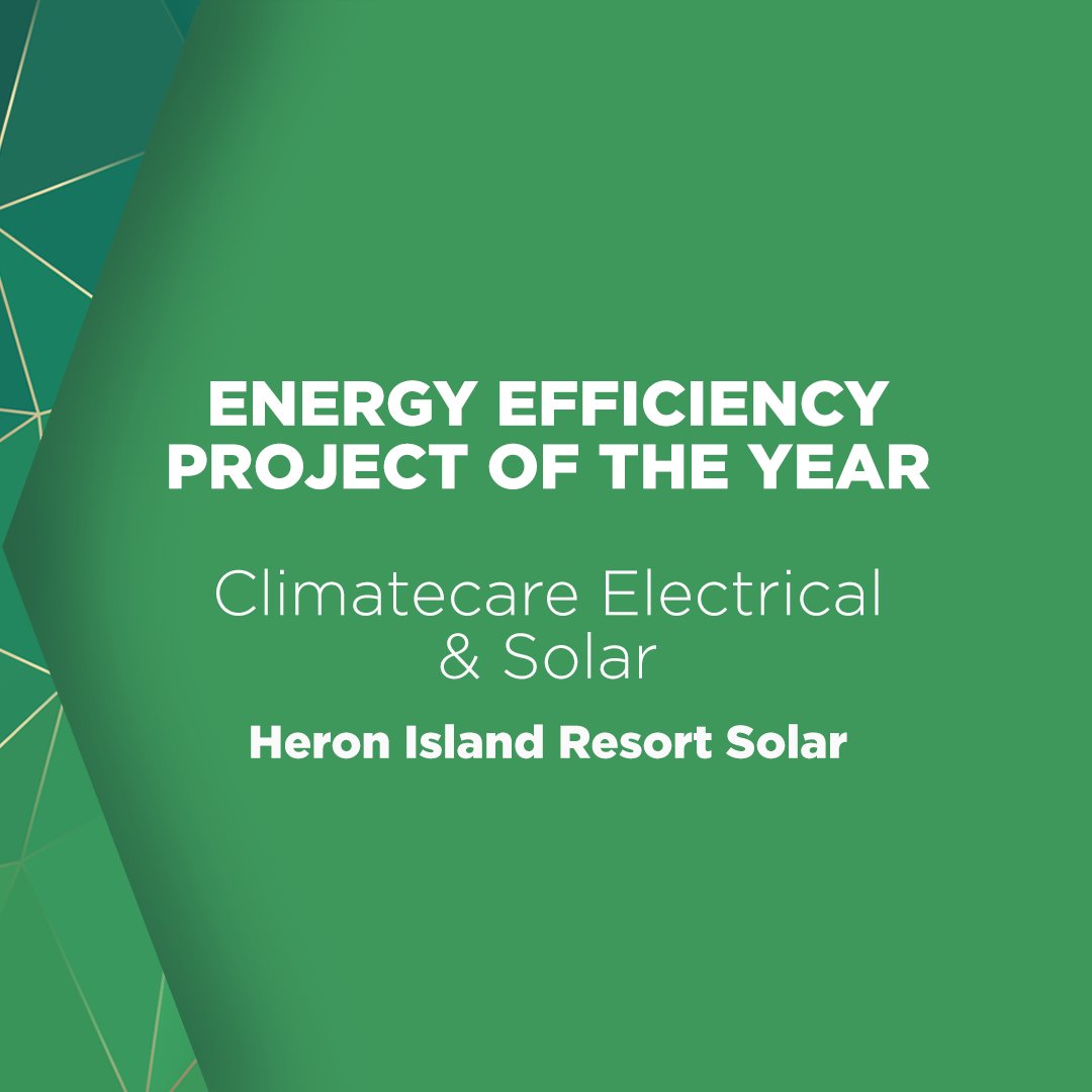 Master Electricians (@masterelectrics) on Twitter photo Congratulations to the Excellence Awards Energy Efficiency Project of the Year winner – Climate Care Electrical and Solar for the Heron Island Resort Solar project. Thanks to award sponsor the Contracting Industry Redundancy Trust. #meaawards2022 Congratulations to the Excellence Awards Energy Efficiency Project of the Year winner – Climate Care Electrical and Solar for the Heron Island Resort Solar project. Thanks to award sponsor the Contracting Industry Redundancy Trust. #meaawards2022