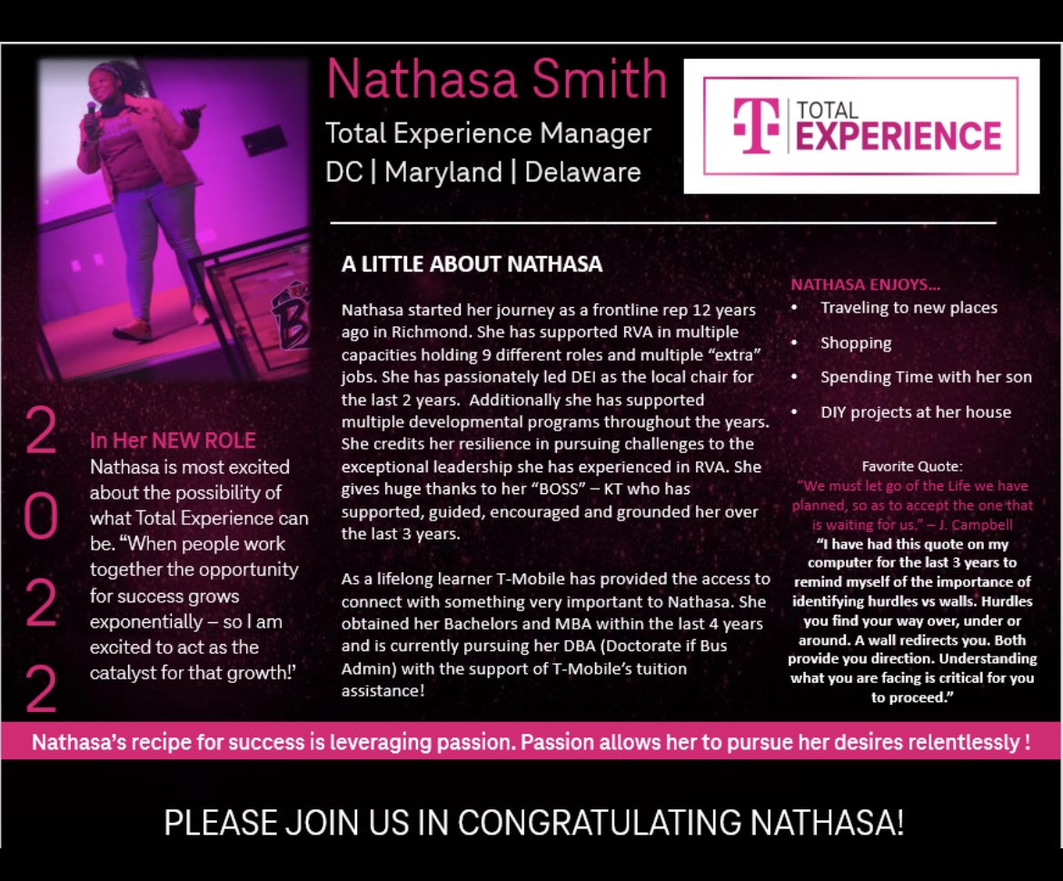 Excited to be taking the next step in my T-Mobile journey. Thank you for this opportunity @SimeonBookerIV