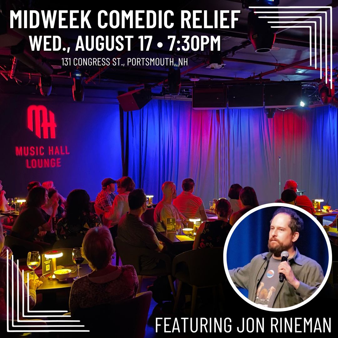 On Wed., August 17, join us for a night of standup comedy featuring former 'Late Night with Jimmy Fallon' writer and New Hampshire’s very own, Jon Rineman (<a href="/rinemania/">Jon Rineman</a>)! And good vibes by <a href="/DJ_Skooch/">DJSkooch</a> before the show!

Tickets are on sale now! bit.ly/3POKll0
