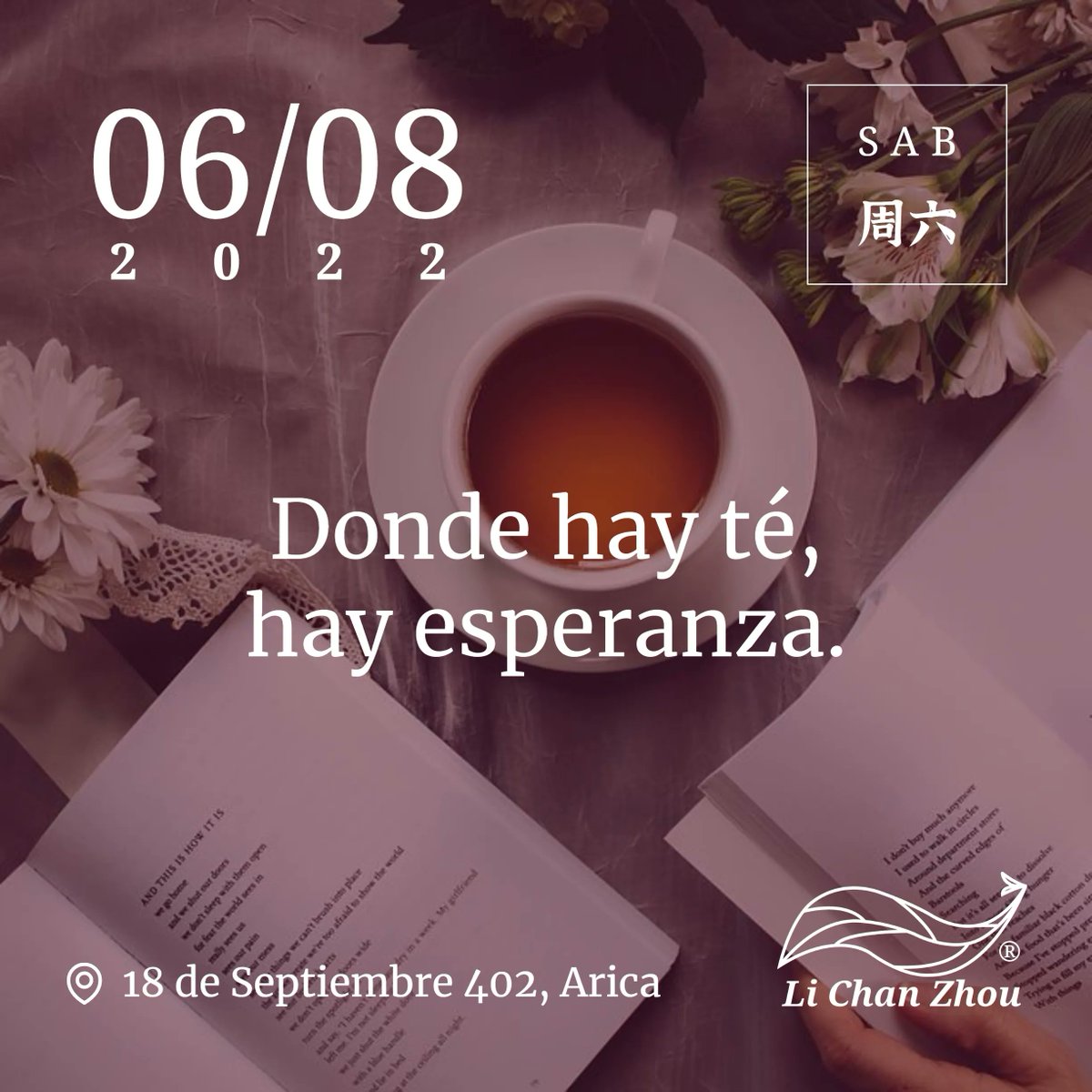 LiChanZhou's tweet photo. ¡Buen día, la esperanza es lo último que se pierde!

Trabajamos de lunes a sábado
De 09:30 a 15:00 y de 17:00 a 20:00

📍18 de Septiembre 402, Arica
📞+56 58 223 1346 (WhatsApp)

#LiChanZhou #DisfrutaTé #Té #AmanteDelTé #LaHoraDelTé #FelicidadEnUnaTaza #TeaLover #TeaTime #Arica https://t.co/9qRbrcWGCD