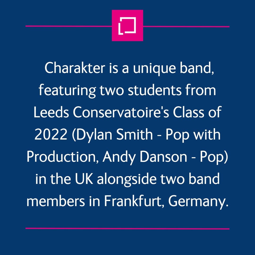 LeedsMusicDrama's tweet photo. Our #FeaturedBand this week is Charakter, an indie-pop inspired project with a unique international set-up. Two students from Leeds Conservatoire's #ClassOf2022 collaborate with two bandmates in Germany.
Find out more and hear their music here: https://t.co/QosuWaJADy https://t.co/PHALiiGEBT
