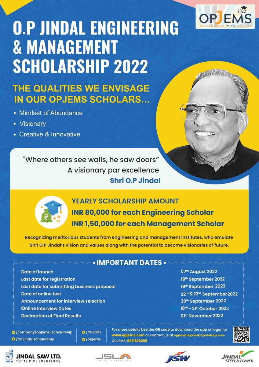 OPJEMS's tweet photo. We are back!!! 

We are launching Opjems tomorrow 

#opjems #scholarship2022 #managementscholarship #engineeringscholarship #education #scholarshipopportunities #learning #scholarshipprogram #BITSPilani #IITBHUVaranasi #IITBombay #IITDelhi #IITGandhinagar #IITGuwahati #IITKanpur https://t.co/nBx6tcaQUt