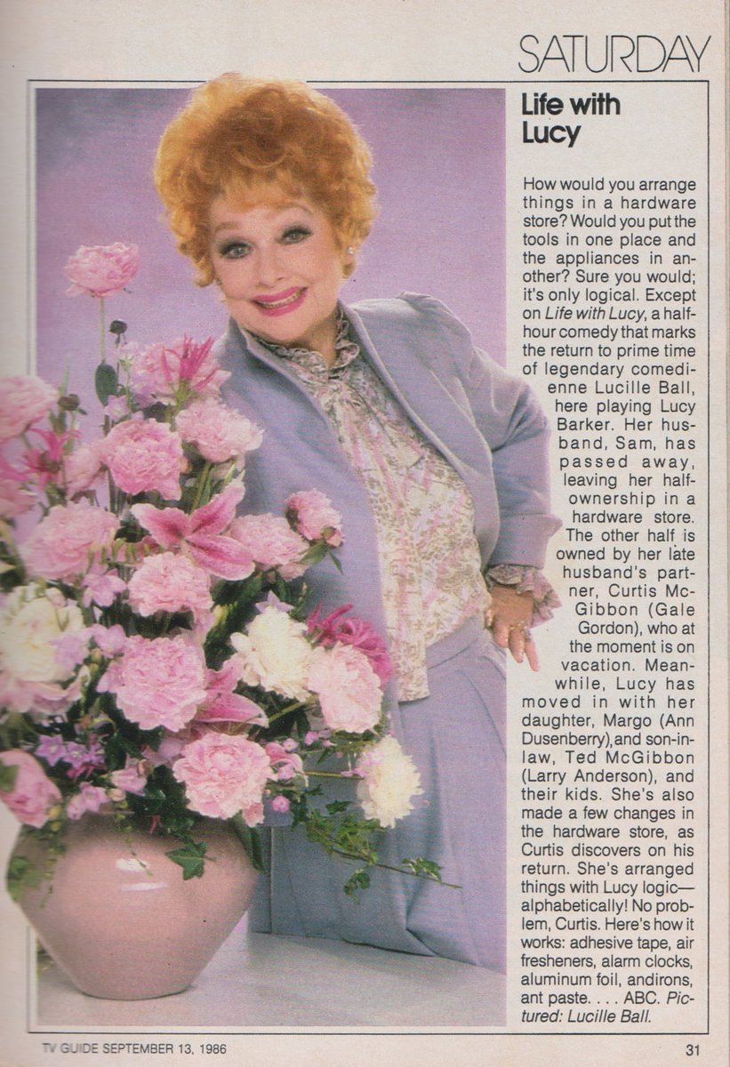 TVGFPI's tweet photo. LIFE WITH LUCY. 1986.
#LifeWithLucy #LucilleBall #GaleGordon #AnnDusenberry #LarryAnderson #TVGuide https://t.co/TgcvUn8qBK
