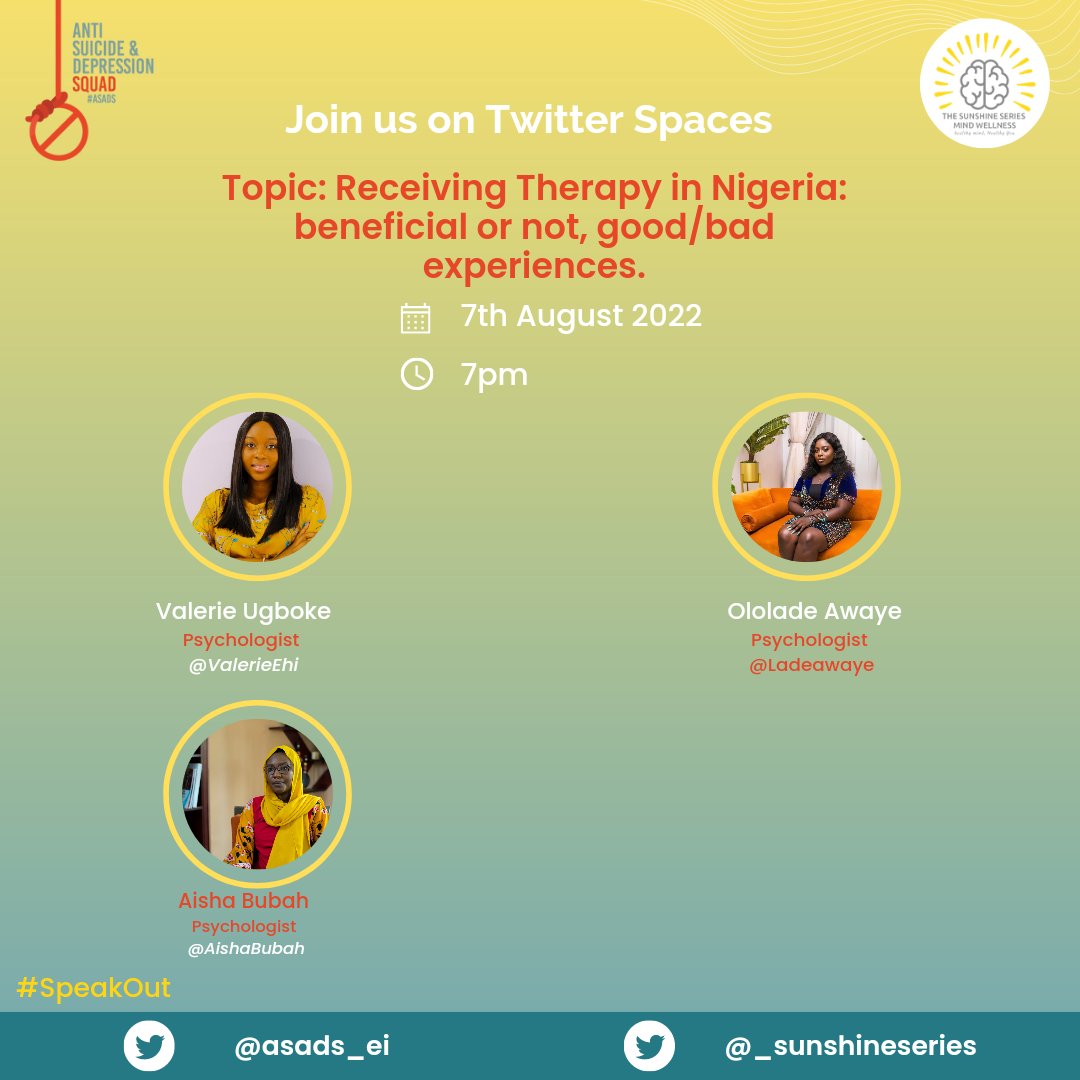 ladeawaye's tweet photo. A much needed conversation, Join us tomorrow to learn, unlearn and relearn. 

#therapyinnigeria 
#MentalHealthAwareness 
#psychologistsinnigeria https://t.co/uysV6SLrmq
