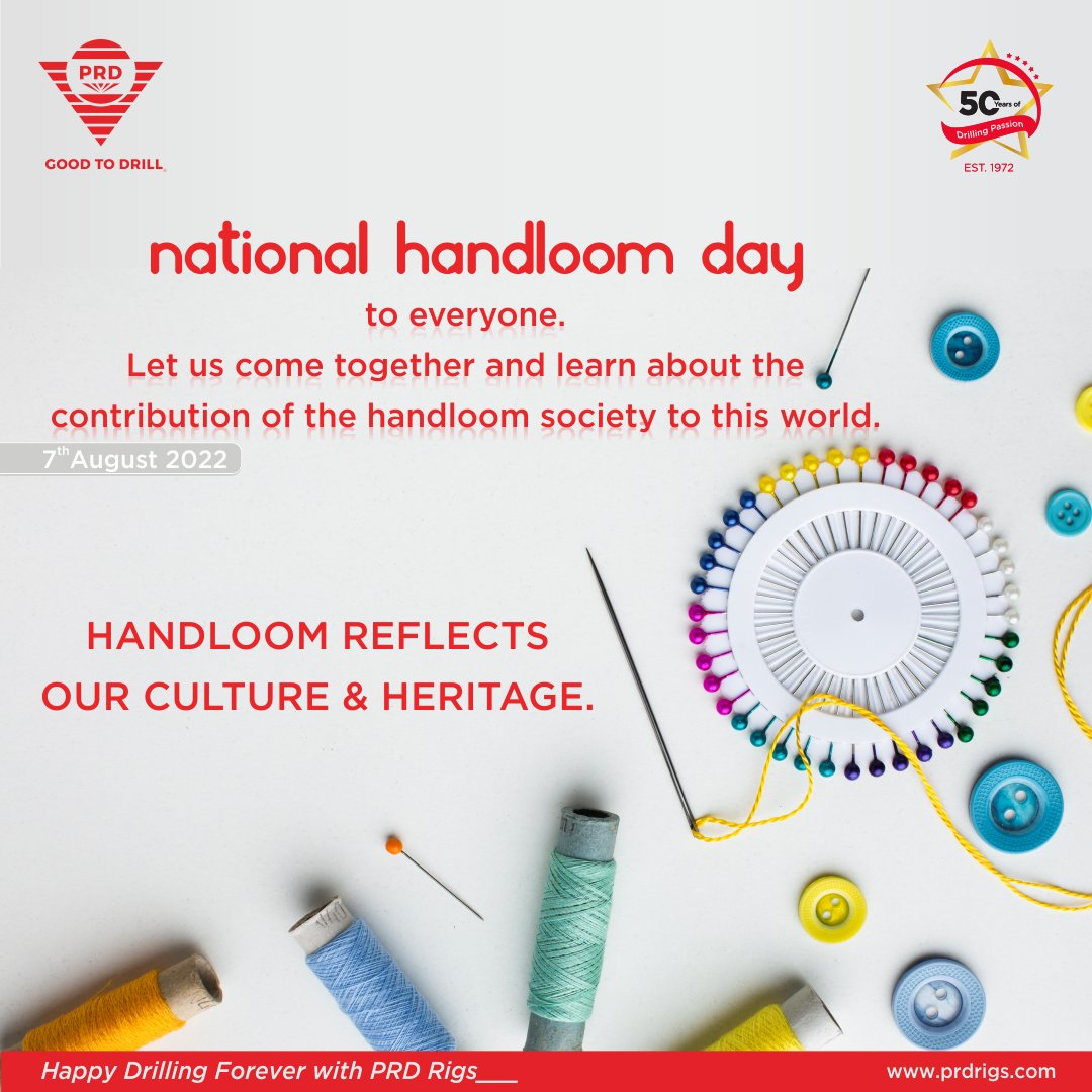 Paran_TT's tweet photo. Weaving is an #art of creativity. Happy National Handloom Day! #nationalhandloomday2022
Visit: https://t.co/Tz4MhfXDfP
#prd #prdrigs #prddrillls #prd50 #prdglobal #india #nation #nationalday #handloom #NationalHandloomDay #OurHandloomOurPride #MakeInIndia #incredibleindia https://t.co/kIYPgMRvKW