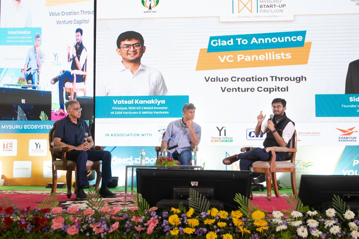 MysuruStartup's tweet photo. Next: Panel Discussion with two VCs, Mr. Sid Mookerji &amp; Mr. Vatsal Kanakiya. On today's topic of 'Value Creation through Venture Capitalists', they spoke to the audience from the perspective of a venture capitalist when a potential start-up approaches them for investment
#MSP2022 https://t.co/XoI46nLAwg