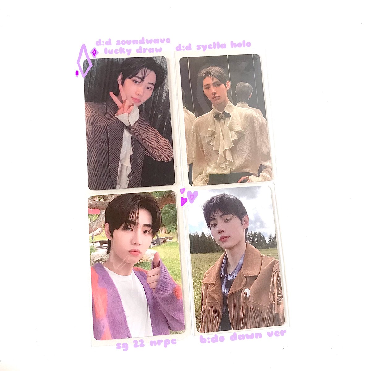 4psh_'s tweet photo. 𓂋𓈒 wts lfb enhypen ph ! ✶

🧺 Sunghoon Photocard Set
— d:d soundwave lucky draw
— d:d syclla holo
— sg22 nrpc
— b:do dawn ver pc
𓂋 800 set 

🏷 wts lfb wtb lfs enhypen dimension: dillema border: day one sg 22 sunghoon photocard https://t.co/zZu3xWnlU8