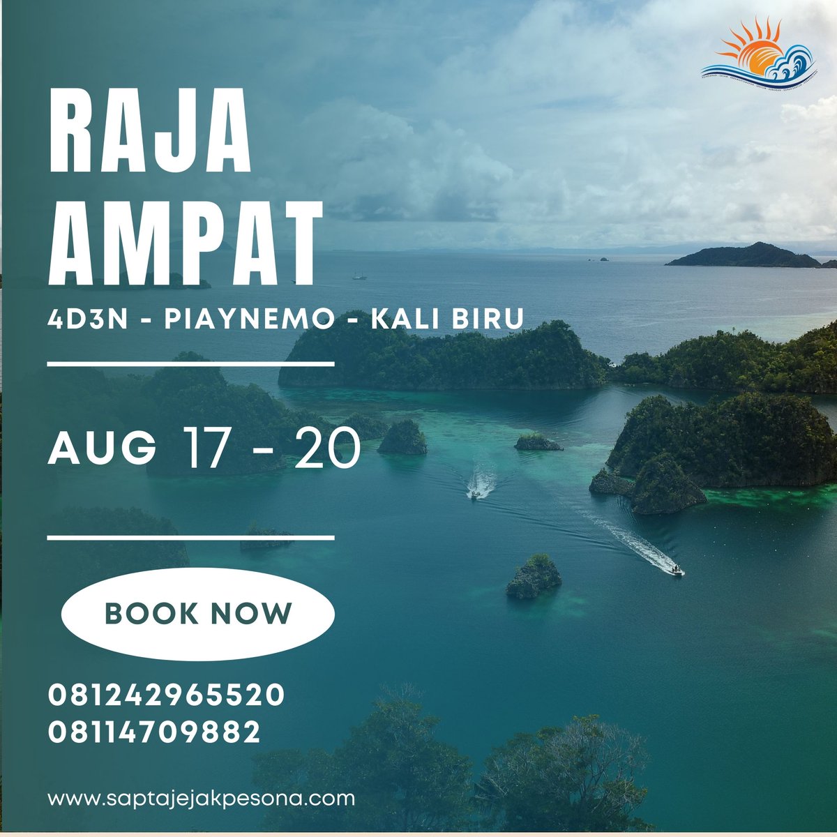 JejakSapta's tweet photo. Masih ada seat
Hubungi Kami
Raja Ampat 17 - 20 Agustus 2022

#saptajejakpesona #jejakpesonapapuatourandtravel #7warnapapuaeventorganizer https://t.co/4K8RtAcivh