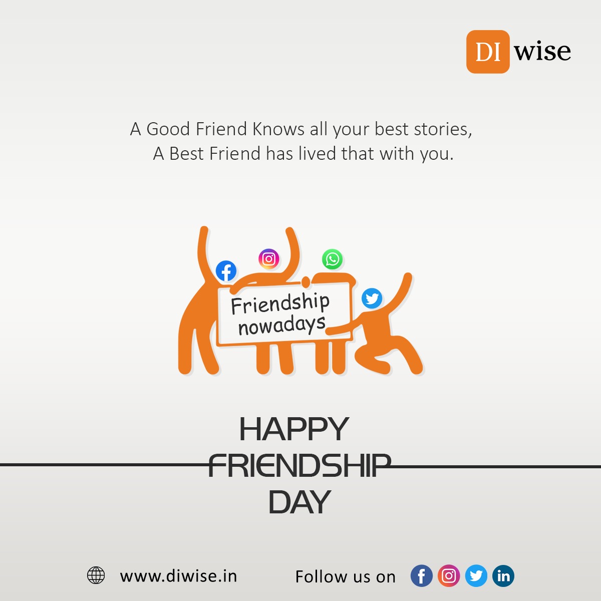 DIwiseLtd's tweet photo. DIwise wishes everyone a Happy Friendship Day!
.
.
.
#Diwise #friendship #FriendshipDay #friendshipday2022 #friendshipdayspecial #socialmedia #marketingagency #buisnesscoach #socialmediaexpert #socialmediatips #buisnesstips #instagramexpert #instaexpert https://t.co/nu1C7MDZMh
