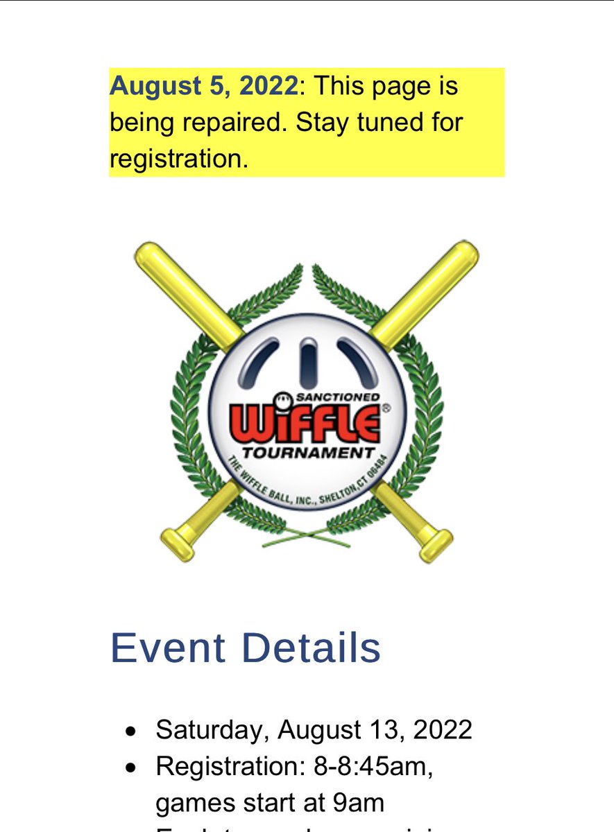 RandomSmileProj's tweet photo. Our Registration site is currently down. We are hoping to have it back up and running today.  Questions regarding sponsorship can be sent to: rspwiffle@gmail.com

Please stay tune! We’ll update shortly.  We apologize for the inconvenience. https://t.co/RaNoDDYgmm