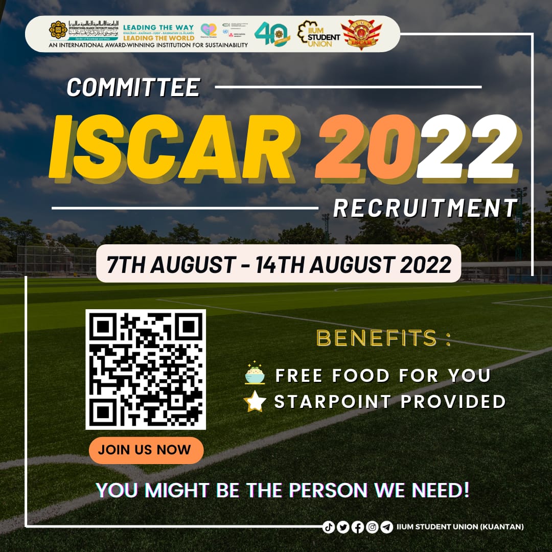 iiumsukuantan's tweet photo. 𝐂𝐎𝐌𝐌𝐈𝐓𝐓𝐄𝐄 𝐑𝐄𝐂𝐑𝐔𝐈𝐓𝐌𝐄𝐍𝐓 𝐅𝐎𝐑 𝐈𝐒𝐂𝐀𝐑 𝟐𝟎𝟐𝟐 🏆🏅
 
Assalamualaikum wbt.

May this greeting find you in the finest of health and Imaan.

The annual IIUM Sports Carnival (ISCAR), which is organised by the Islamisation and Student Development IIUM https://t.co/Q9pPatCW5x
