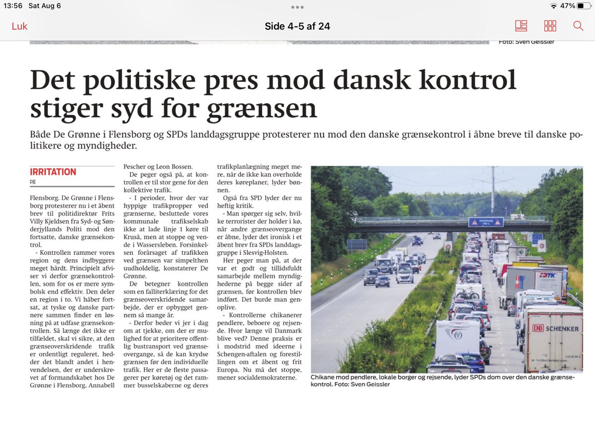 tovemalloy's tweet photo. Political pressure from #Schleswig-Holstein is mounting against #Denmarks insistence on keeping the temporary border control in place (article in Danish thanks to @Flensborg_Avis). https://t.co/FQexpPBVGT