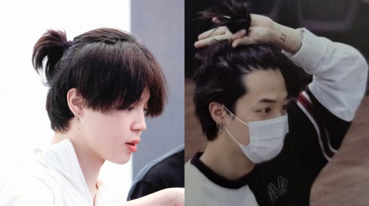 PJML00KS's tweet photo. jimin ponytail my beloved https://t.co/rLODdBBISe