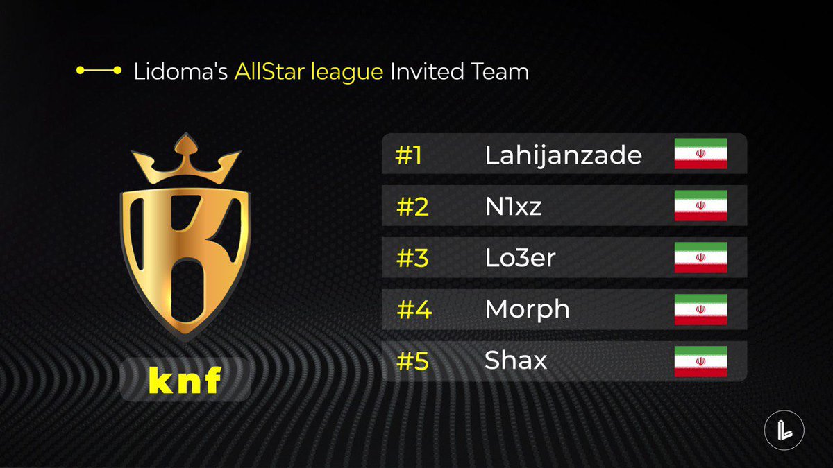 lidomacom's tweet photo. One of The Best Persian Team is the 4th invited team to our Lidoma #ALLSTARLeague team @KNFesports https://t.co/L4tMM3dqJH