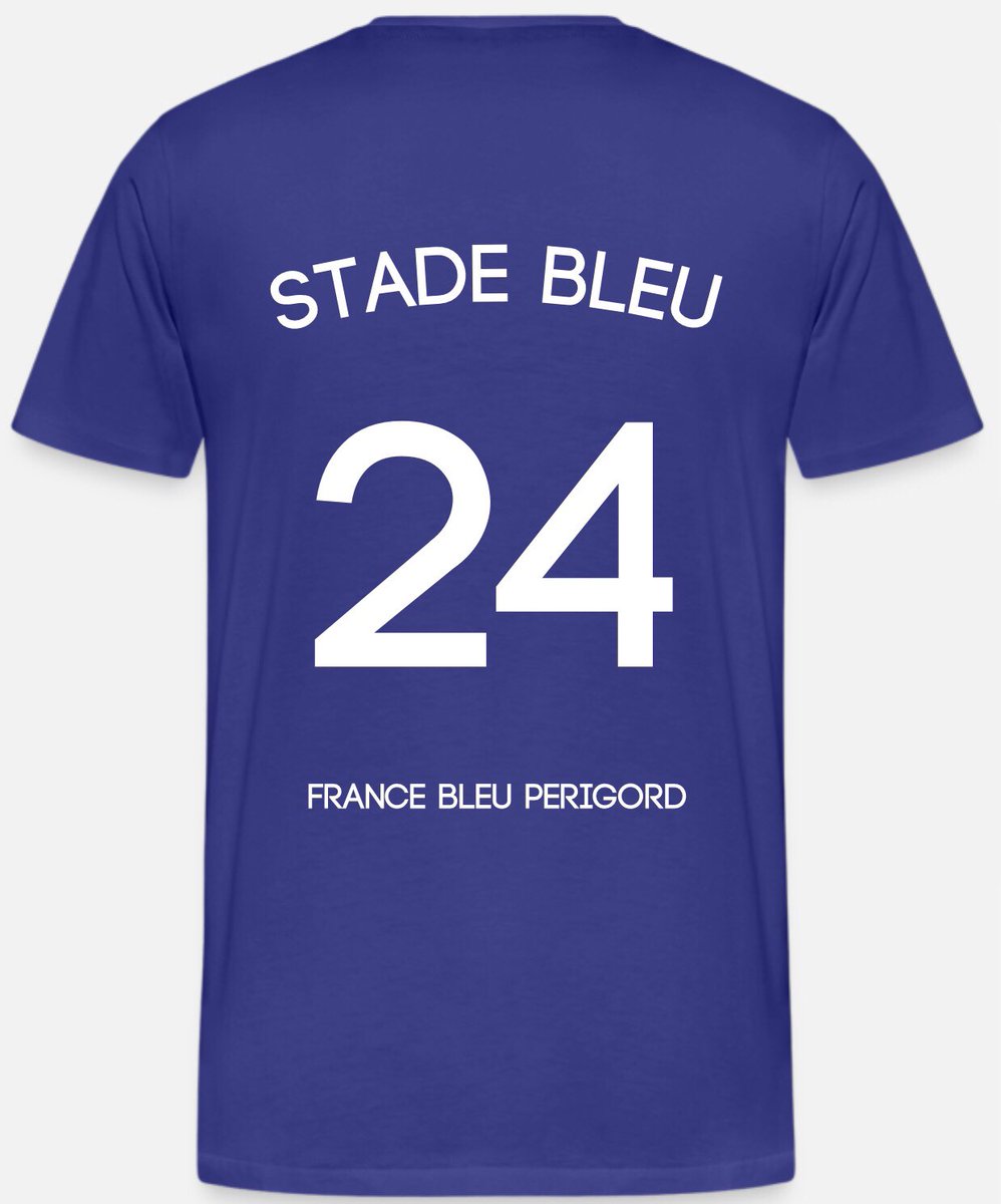 stadebleu24fans's tweet photo. Les amis, j’ai créé un maillot Stade Bleu 24. Ça pourrait être sympa de le porter en vue de la rentrée. Cc @Bleu_Perigord @francislacour27 https://t.co/YnsQgVKAyt