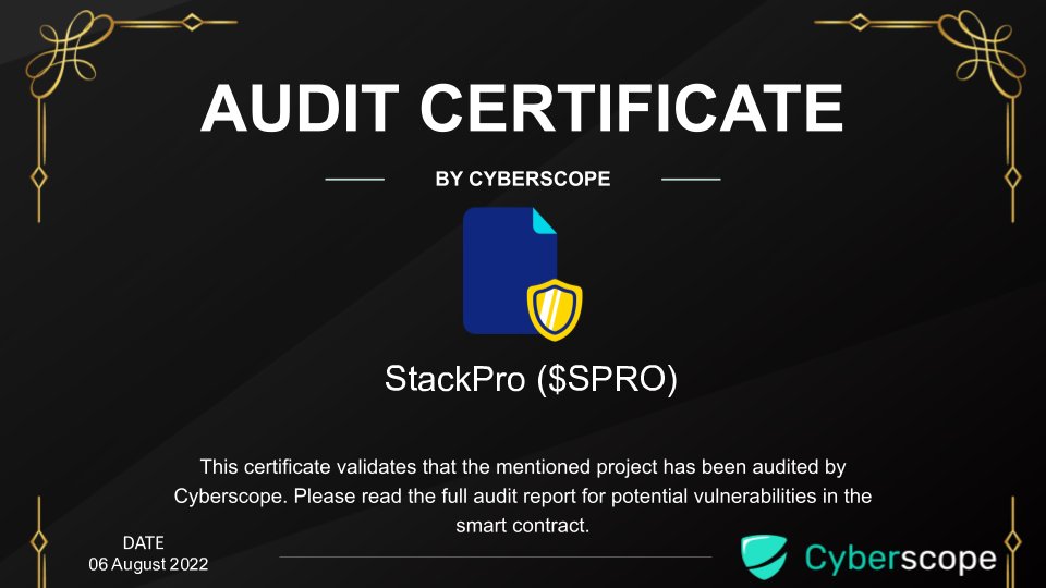 cyberscope_ann's tweet photo. We just finished auditing
 @StackProFinance

Check the link below to see their full Audit report.
https://t.co/qfWsViUSxY

Want to get your project Audited?
https://t.co/BpKMpQ6c5z

#Audit #SmartContract #Crypto #Blockchain https://t.co/OTgjyVbDXt