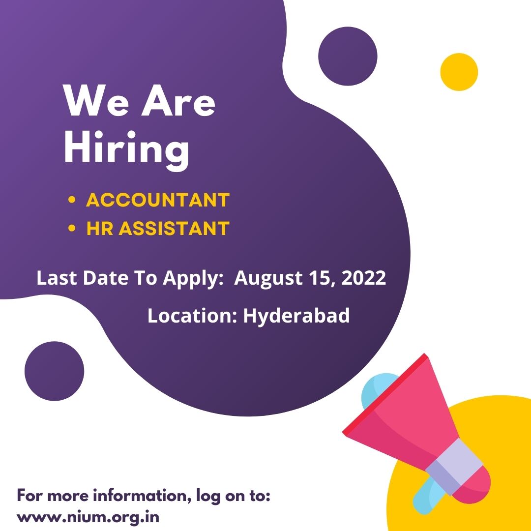 Hiring Alert!!!📢📢📢
<a href="/NIUM_Hyd/">National Institute of Urban Management</a> is hiring for the following positions:
1. Accountant and
2. HR Assistant

Last date to apply: 15/08/2022
Click here to apply:
nium.org.in/career/hr-assi…
nium.org.in/career/1258/

Check out our website for more details:
nium.org.in