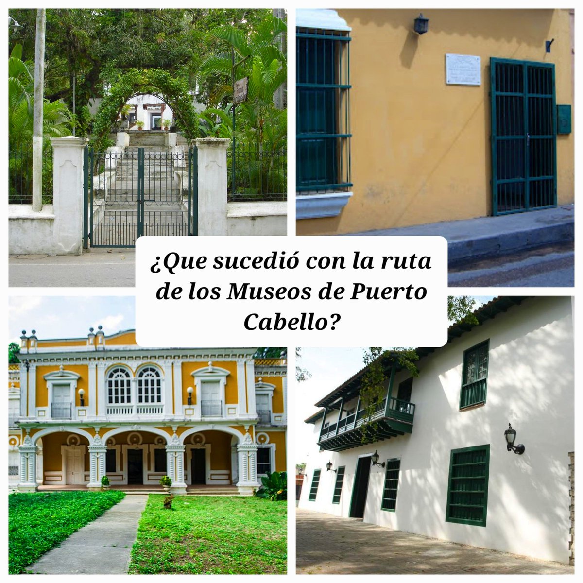 MPuertoCabello's tweet photo. En esto estoy pensando.
Recuerdo que existía una ruta de los Museos en Puerto Cabello que abarcaba entre otros a la Casa Museo del General Juan José Flores, al Ecomuseo de la Quinta Villavicencio y Casa Museo del General Bartolomé Salom,estas dos últimas en San Esteban Pueblo. https://t.co/1TdbXJDfxh