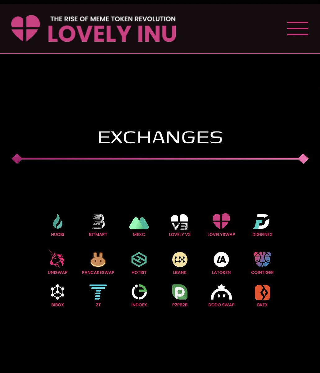 Lovely Finance (@lovely_finance) on Twitter photo LOVELY Listed on
<a href="/HuobiGlobal/">火币HTX</a> <a href="/BitMartExchange/">BitMart</a> @MEXC_Global @V3Swap <a href="/DigiFinex/">DigiFinex Global</a> <a href="/Uniswap/">Uniswap Labs 🦄</a> <a href="/PancakeSwap/">PancakeSwap</a> <a href="/Hotbit_news/">HotbitDEX 🍀</a> <a href="/LBank_Exchange/">LBank.com</a> <a href="/latokens/">latokens</a> <a href="/CoinTigerEX/">CoinTiger</a> <a href="/ZT_exchange/">ZT</a> <a href="/Bibox365/">Bibox</a> <a href="/Indoex_LTD/">IndoEx</a> <a href="/p2pb2b/">Smacp Online</a> Etc.
More Upcomings 🥳🥳🥳🥳🥳🥳
#LovelyINU #lovelyinufinance #1000Xgems #Bitcoin LOVELY Listed on
<a href="/HuobiGlobal/">火币HTX</a> <a href="/BitMartExchange/">BitMart</a> @MEXC_Global @V3Swap <a href="/DigiFinex/">DigiFinex Global</a> <a href="/Uniswap/">Uniswap Labs 🦄</a> <a href="/PancakeSwap/">PancakeSwap</a> <a href="/Hotbit_news/">HotbitDEX 🍀</a> <a href="/LBank_Exchange/">LBank.com</a> <a href="/latokens/">latokens</a> <a href="/CoinTigerEX/">CoinTiger</a> <a href="/ZT_exchange/">ZT</a> <a href="/Bibox365/">Bibox</a> <a href="/Indoex_LTD/">IndoEx</a> <a href="/p2pb2b/">Smacp Online</a> Etc.
More Upcomings 🥳🥳🥳🥳🥳🥳
#LovelyINU #lovelyinufinance #1000Xgems #Bitcoin