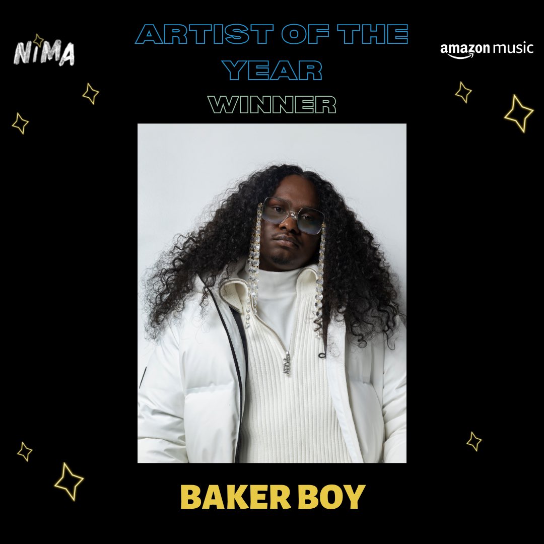 WINNER: Artist Of The Year @bakerboymusic #nima22 @amazonmusic