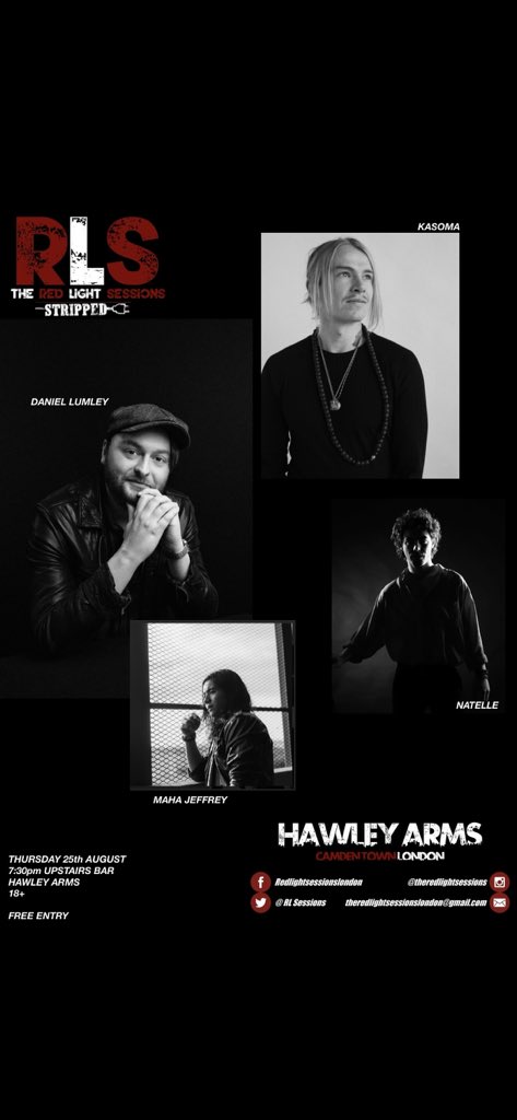 Stripped is back to kick off the Aug bank holiday.
KASOMA // <a href="/Daniellumleyuk/">Daniel Lumley</a> // NATELLE // <a href="/MahaJeffery/">Maha Jeffery 🌸</a> 

LIVE and FREE from <a href="/hawley_arms/">The Hawley Arms</a> Get your free tickets here 🎟 

eventbrite.co.uk/e/394264324207