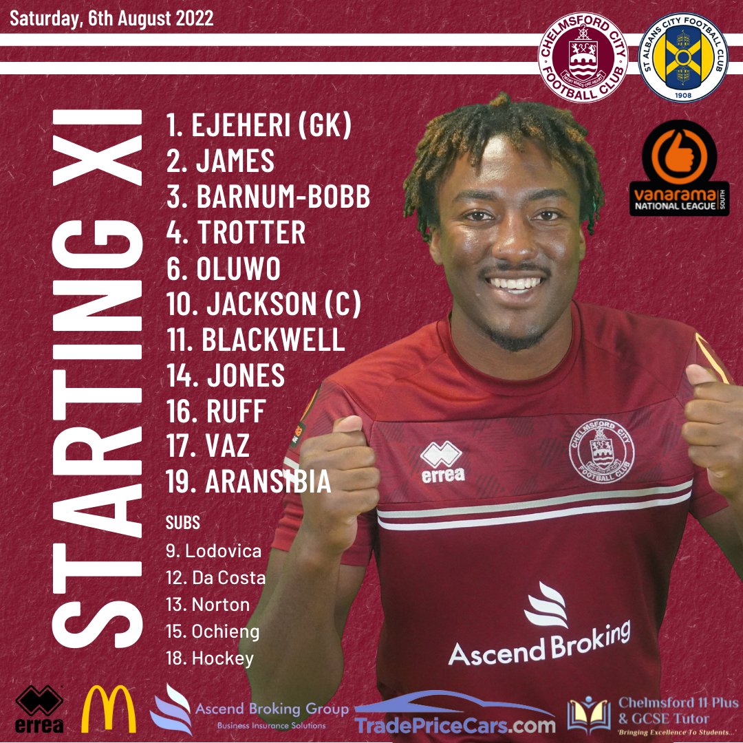 Chelmsford City FC on Twitter "📋 Here's how we lineup this afternoon
