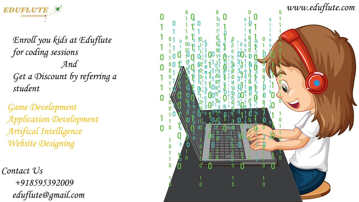 ShilpaChugh11's tweet image. Coding classes for kids at Eduflute
#tutor #codingInstructor #eduflute #saawan #gamedevelopment #mobileapplication #shilpachugh #shilpathakur #websitedesigning #AI #websitecreation #Advancedexcel
superprof.co.in/best-computer-… +918595392009.
eduflute.com