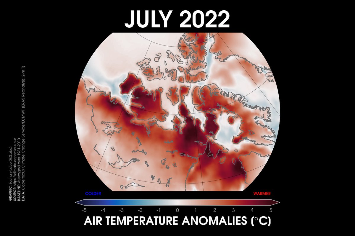 ZLabe's tweet image. Unsurprisingly, widespread warmth was observed last month across the Canadian Arctic Archipelago...

[Data from @CopernicusECMWF ERA5 reanalysis]