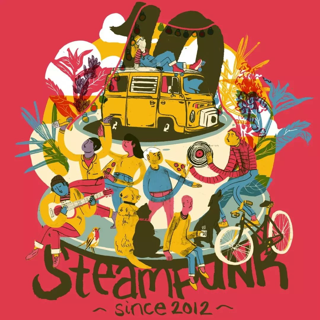 I did a t-shirt design for my local coffee roaster @SteampunkCoffee. They roast good coffee and they are a lovely bunch of people so it was a real pleasure to do this design for them
