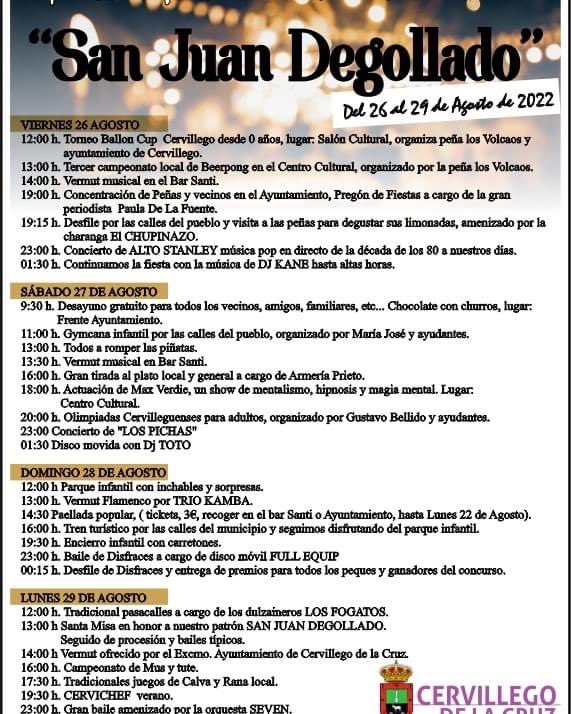 El pueblo de Cervillego de la Cruz, del que tanto hemos hablado en las ondas, ha tenido a bien que una servidora sea la pregonera de sus fiestas. Con muchísimo cariño, ganas e ilusión nos veremos allí el próximo 26 de agosto… ¡Viva San Juan Degollado! 🫂