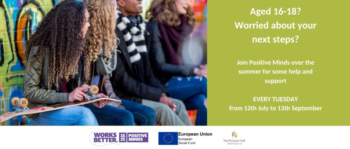 NorthorpeHall's tweet photo. We're running extra Positive Minds sessions for 16-18 year olds for anyone who has worries or anxieties that are getting in their way.

Please contact the Positive Minds Team by email positiveminds@northorpehall.co.uk Telephone 01924492183 @WorksBetterESF #mentalhealth https://t.co/jrihgVDFzz