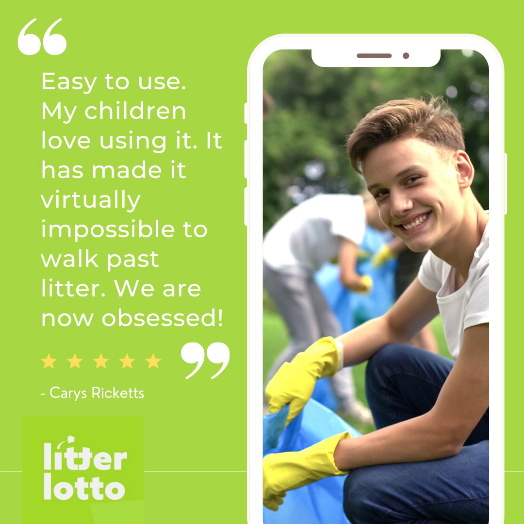 This amazing @Trustpilot review is exactly what we want to hear! 🙌🏻 Why walk past litter, when you can snap it, bin it and win? 🎉 #competition #litterlotto #litterpicker #winbig #spotprizes #review #trustpilotreview