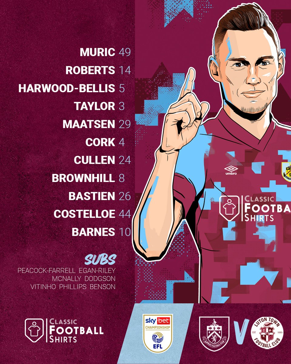 An unchanged XI to take on <a href="/LutonTown/">Luton Town FC</a> 📋 

Our first home game of the campaign, 𝘾𝙊𝙈𝙀 𝙊𝙉 𝙔𝙊𝙐 𝘾𝙇𝘼𝙍𝙀𝙏𝙎 💪 

#BURLUT