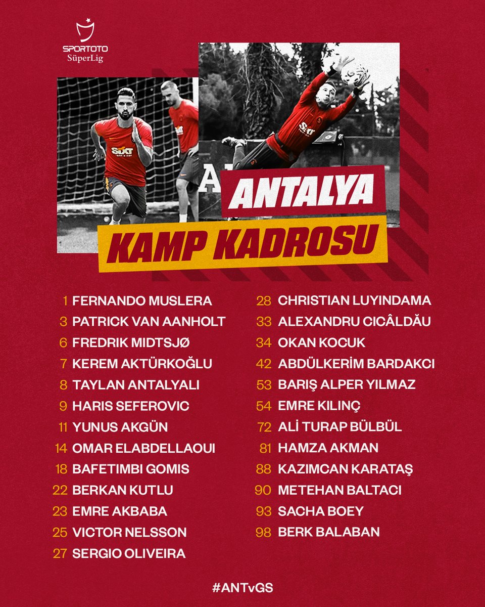 ✈️ Fraport TAV Antalyaspor maçı kamp kadromuz 👇 #ANTvGS