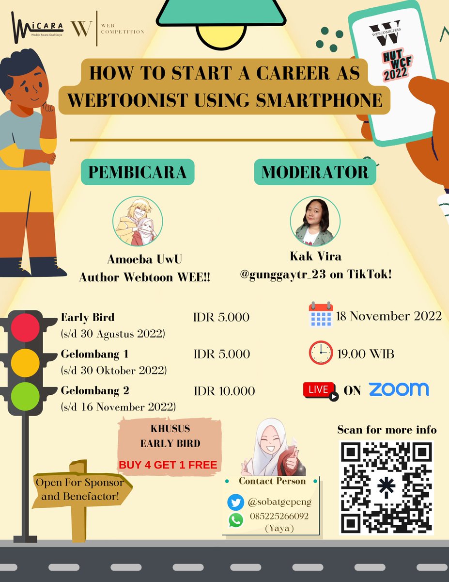 WEBCOMICFESS's tweet photo. Suka baca webtoon dan penasaran proses pembuatannya?

Atau pengen jadi author webtoon juga tapi bingung harus mulai dari mana?

Eits, tenang aja, Kak Amoeba UwU, Author Webtoon WEE, bakal kasih tahu kamu tentang itu semua dalam acara WICARA: Wadah Bicara Soal Karya.
#ROADTOHUTWCF https://t.co/OvLcKRGdTH