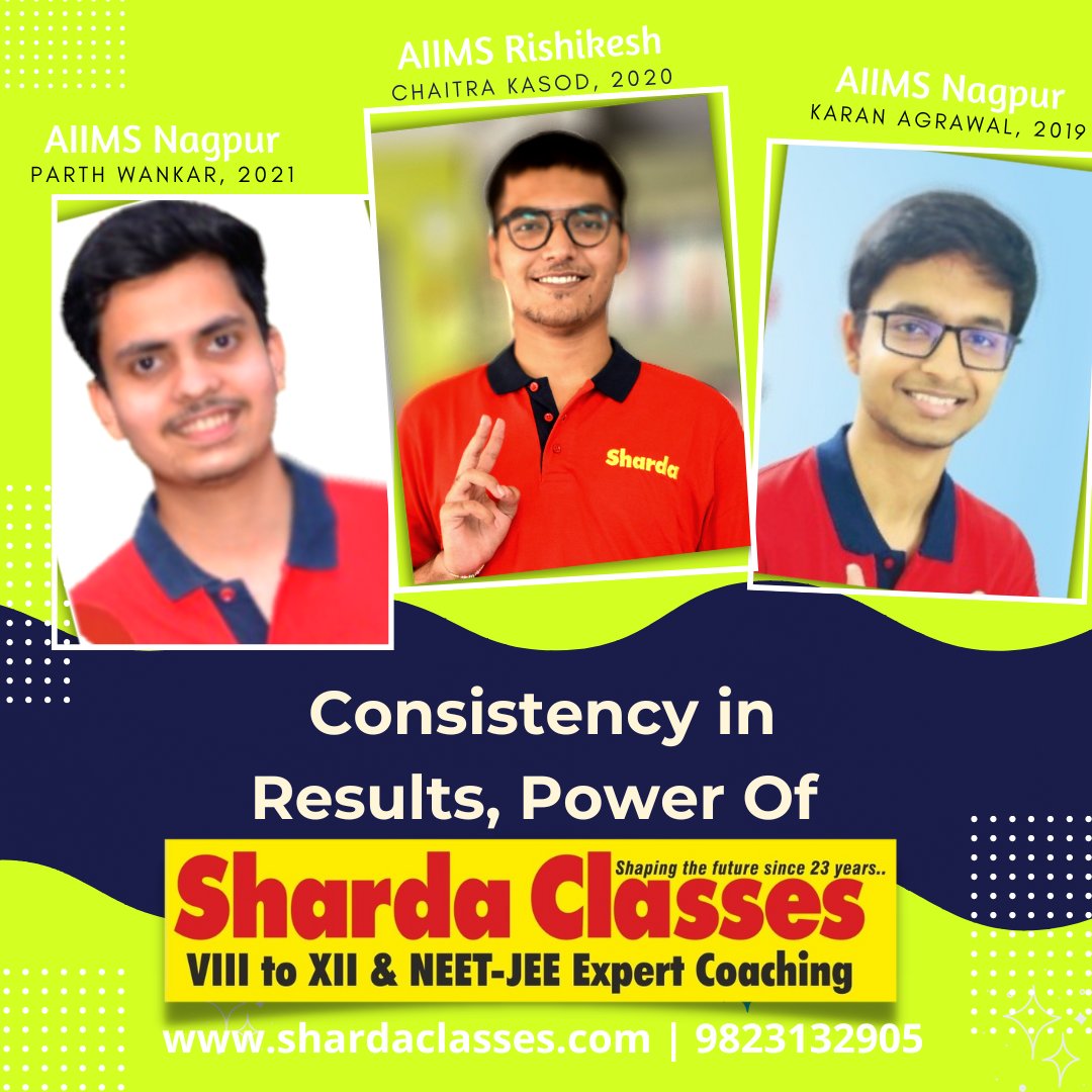ShardaClasses's tweet photo. Consistency in Results, Power of Sharda Classes.
⏰ Set the Date 9th Aug. Starting With 2nd Batch For NEET 2023 Aspirants
📢 Comprehensive Study Material
📢 Well Organised Teaching Methodology
📢 Rank Booster NEET Test Series
📢 Scholarship on NEET Score
 9823132905, 9823041157 https://t.co/5LPbcV0vZL