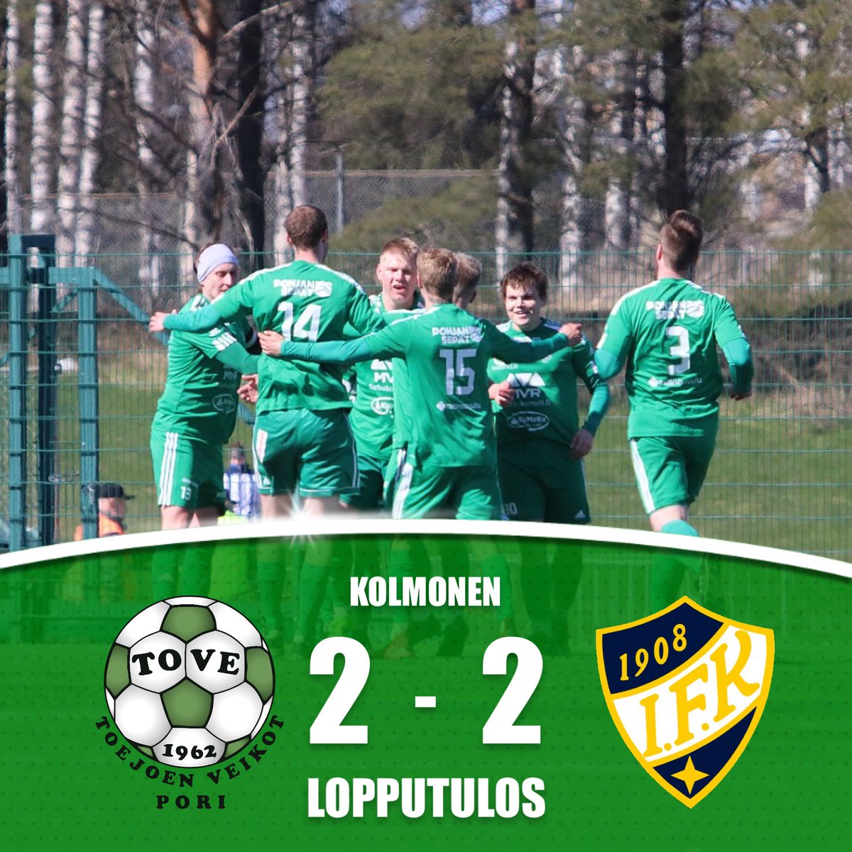 Tasainen taisto päättyi tasapeliin ⚖️

Paikkoja oli voittaakin, mutta piste otetaan vastaan ⚽️

🟢 Malmivuori
❌ Ålgars
❌ Untamala
🟢 Vahekoski

#toejoenveikot #seonmunjengi #säästöpankki #tahdoenemmän