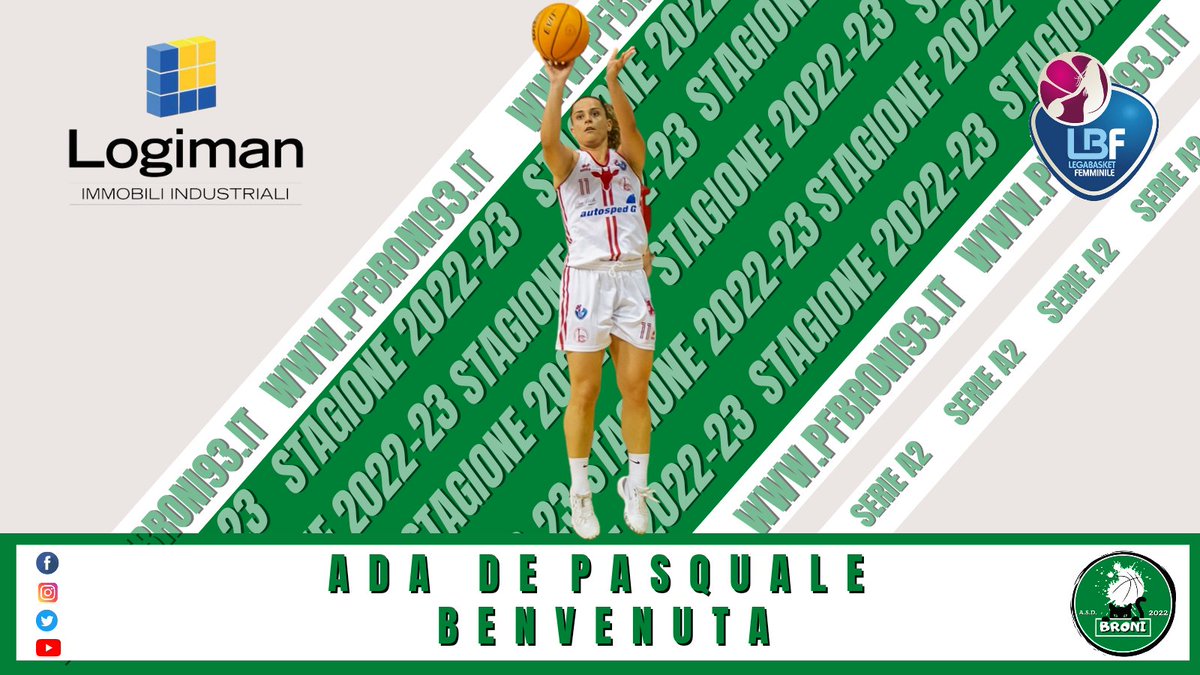 PFBroni93's tweet photo. Logiman Broni firma Ada De Pasquale
📝 Il comunicato lo trovate cliccando il link qui sotto
⬇️⬇️⬇️⬇️⬇️⬇️⬇️⬇️⬇️⬇️⬇️
https://t.co/ztsNgyi7cC

#Broni #LOGIMAN #serieA2 #lbflive #bronalredipais #pfbroni93  #PopoloBiancoverde #newseason #sheringbroni https://t.co/aRo8RGWGQp