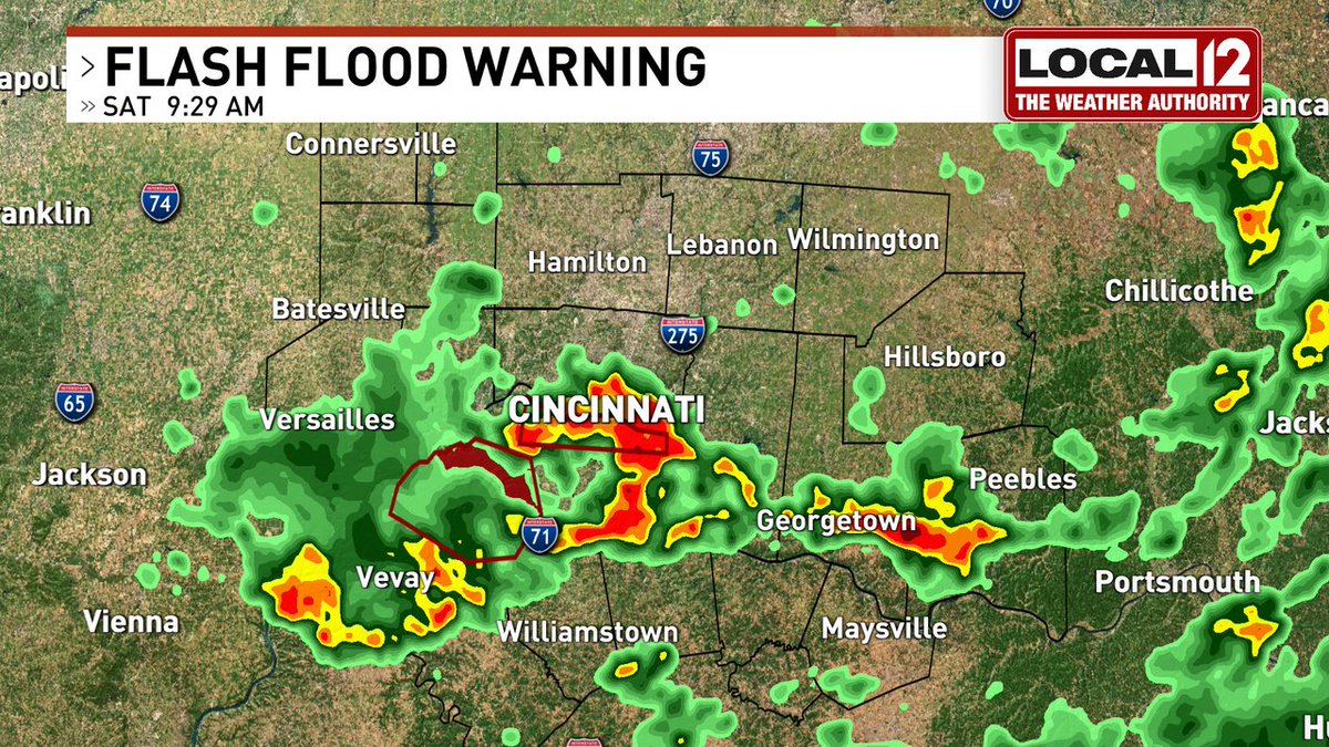 A Flash Flood WARNING has been issued for Kenton, Boone, Campbell until 8/06 12:30PM. NEVER drive across a flooded road! Please visit local12.com/weather for the latest radar and to download the Weather Authority App.