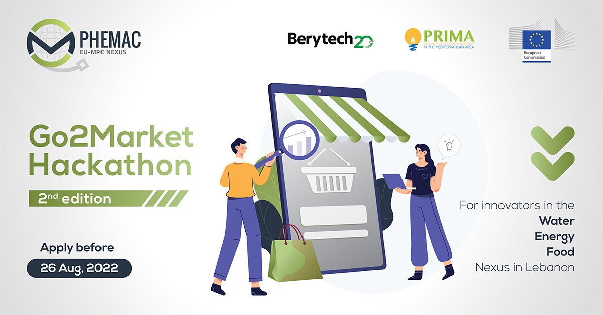 berytech's tweet photo. Under the @PHEMAC2 project, Berytech is organizing the #Go2Market Hackathon enabling innovators to commercialize their research in the #WaterEnergyFood Nexus in the #Mediterranean. Learn more:
https://t.co/WKJSWZusgt
#Go2Market #WEFNEXUS #gotomarket #Mediterranean https://t.co/sxeBBsrNa1