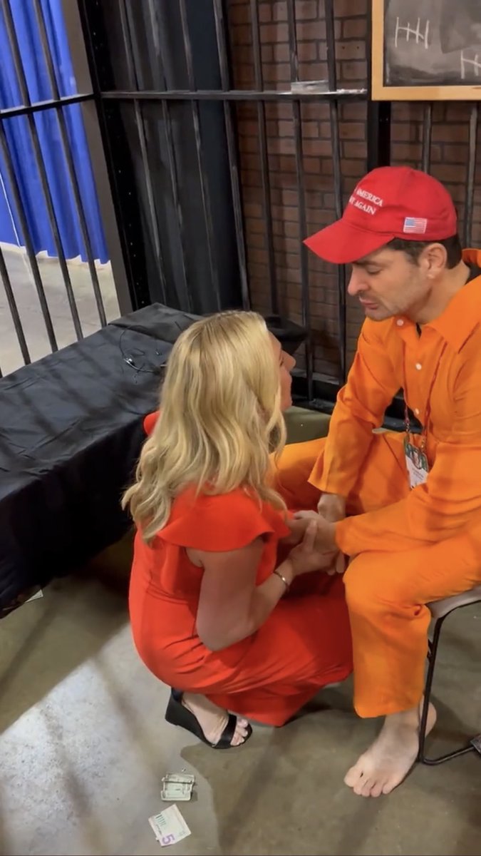 If a Democrat kneeled before a depiction of a Guantanamo Bay inmate, Speaker Pelosi would never hear the end of it. RT if @GOPLeader McCarthy must denounce this or drop to his knees with <a href="/RepMTG/">Rep. Marjorie Taylor Greene🇺🇸</a> to worship terrorists.