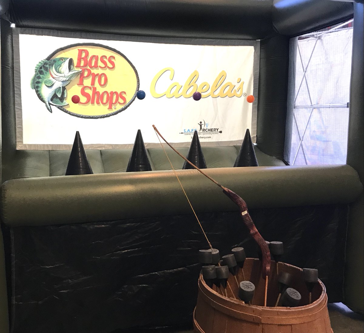 The archery game is up and running in the Tracker Boats showroom now until 4pm!