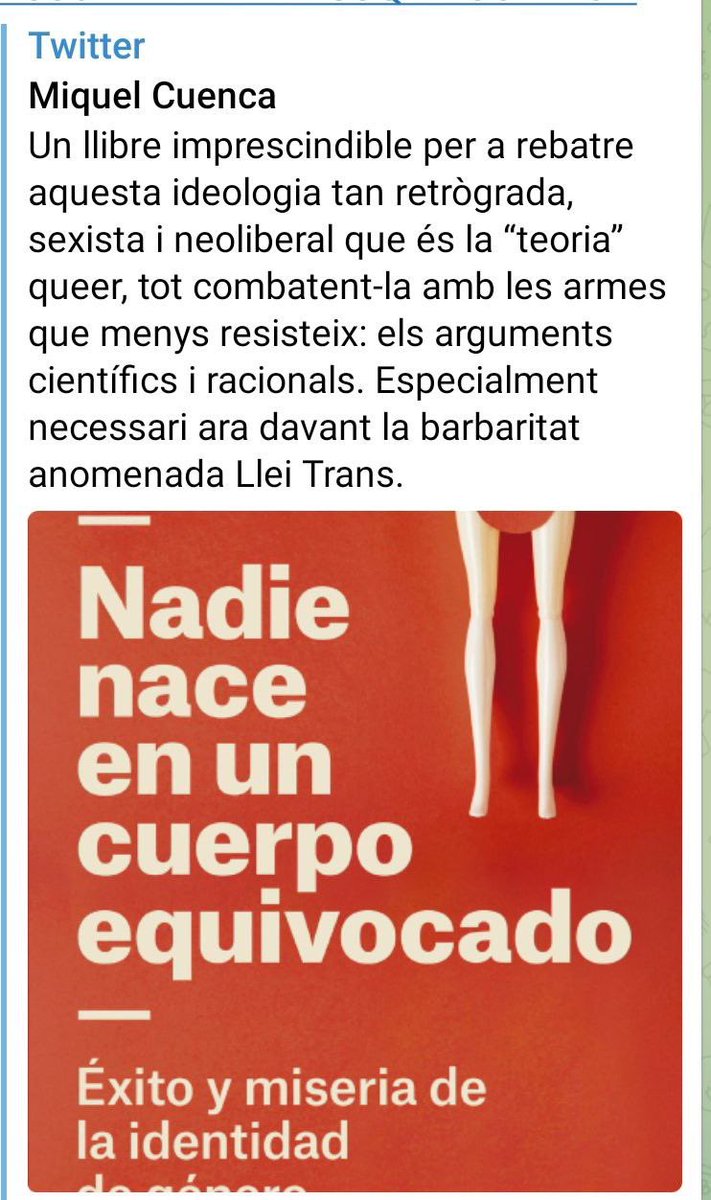 noncasadevall's tweet photo. Després de les piulades transfòbiques del regidor de cultura Miquel Cuenca. Cal la seva dimissió immediata o que el cessi @PresidenciaDdgi. No podem admetre que cap càrrec electe tingui comportament LGTB-fòbics.
Contra la LGTB-fòbia ni un pas enrere! 🏳️‍🌈🏳️‍⚧️ https://t.co/dglBJPDfNi