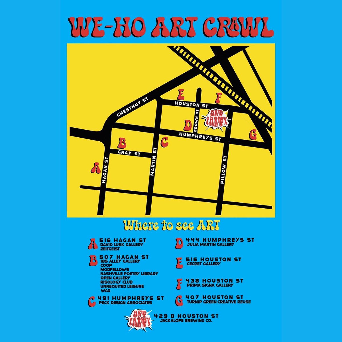 BarJackalope's tweet photo. 🎨 TONIGHT 🎨 Join us at The Ranch for the @wehoartcrawl! We’re hosting The Art Party, an open art collaboration with Miranda Rose Creates at The Ranch from 6-9pm! This is a hands-on experience! Featuring @jackalopebrew beers, local DJs &amp; @TurnipGrnReuse art supplies. 🎨 https://t.co/Kmhj6ulsb0