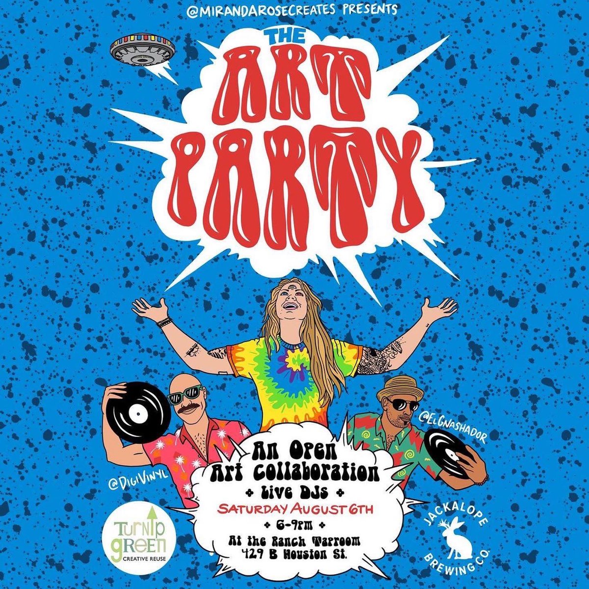 BarJackalope's tweet photo. 🎨 TONIGHT 🎨 Join us at The Ranch for the @wehoartcrawl! We’re hosting The Art Party, an open art collaboration with Miranda Rose Creates at The Ranch from 6-9pm! This is a hands-on experience! Featuring @jackalopebrew beers, local DJs &amp; @TurnipGrnReuse art supplies. 🎨 https://t.co/Kmhj6ulsb0