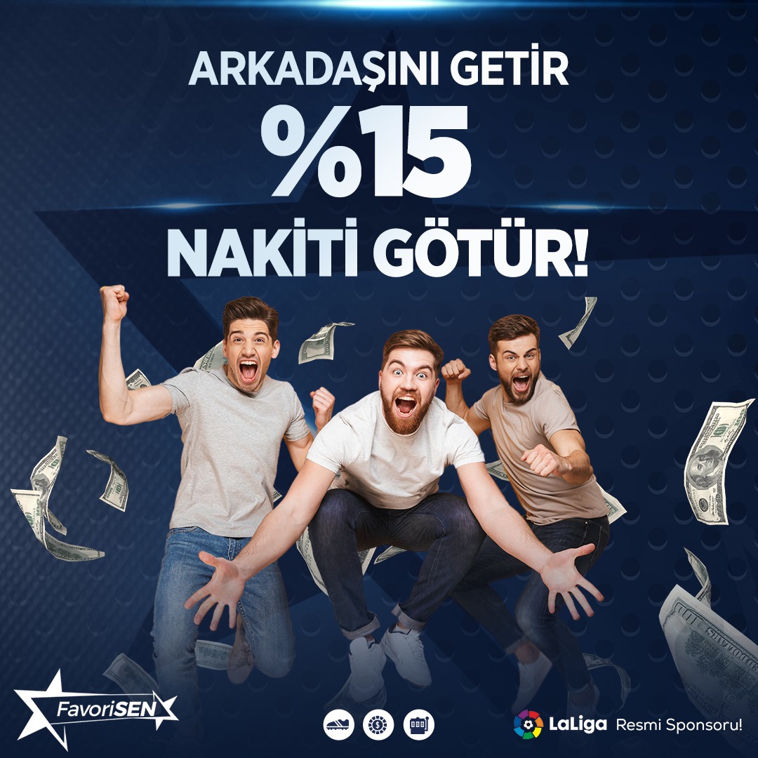 Favorisen'e Sen de arkadaşını getir %15 nakit bonusu kap 🎁

#Favorisen'de Arkadaşım İyi ki Geldin Bonusu 🎈

Üye Ol 🔗 bit.ly/FavorisenTürki… 

#Grandpashabet #betwoon #rudybet #palacebet #mostbet #trbet #timebet #casinovale #gobahis