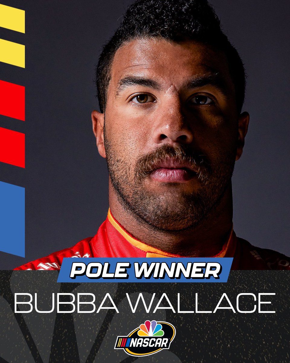 NASCARonUSA's tweet photo. RETWEET to congratulate @BubbaWallace: FIRST CAREER POLE!

The @23XIRacing driver will lead the field to green Sunday at 3P ET on @USA_Network. #NASCAR https://t.co/jX0Mw8y2mL