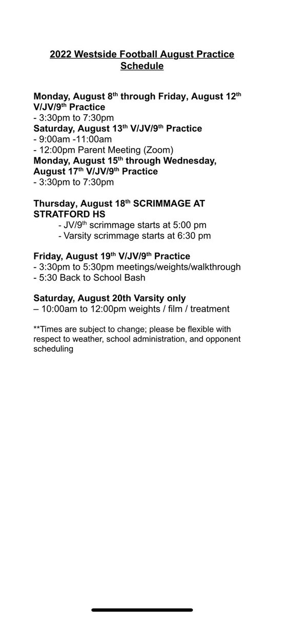 WestsideFB_HISD's tweet photo. Reminder:  We Kick-Off Our 2022 Football Season Monday at 3:30pm #DubsUp #14201 #ChasingConsistency #TunnelVision @jomaul66 https://t.co/9vK4Qp58QI