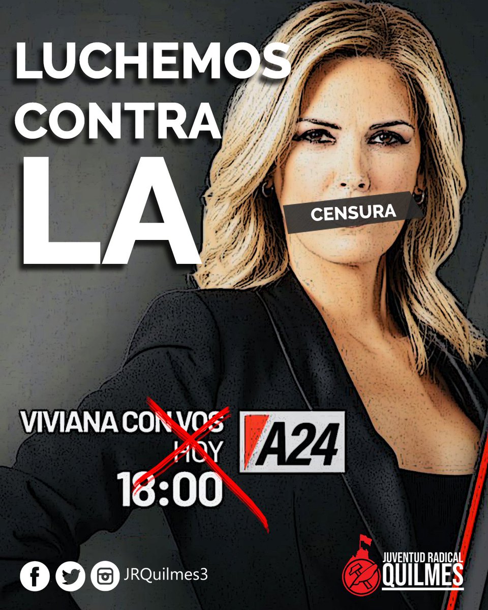 JRQuilmes3's tweet photo. SIN LIBERTAD DE EXPRESIÓN NO HAY DEMOCRACIA

👉Desde la JR repudiamos cualquier tipo de censura y apoyamos la decisión de @martintetaz 

Comunicado: 👇
https://t.co/bbo7URbyqz

@vivicanosaok https://t.co/NisSiS3Hwi